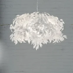 Leavy pendellampe, krom/hvid, Ø 70 cm, plast