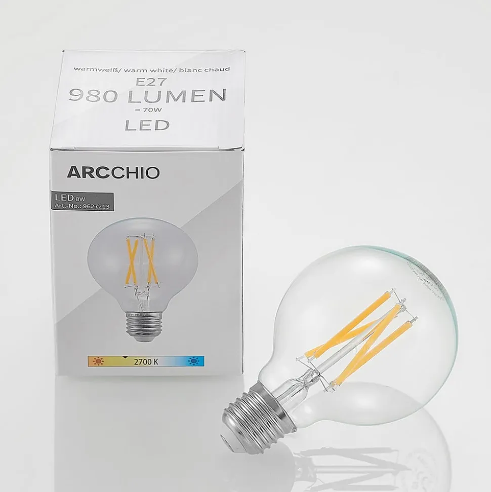 LED E27 8 W G80 2.700 K filament dæmpes klar 3 stk