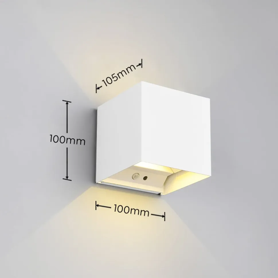 LED genopladelig udendørs væglampe Talent, hvid, bredde 10 cm, sensor