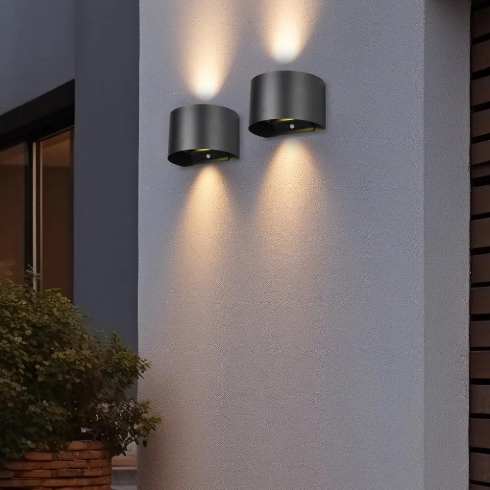 LED genopladelig udendørs væglampe Talent, sort, bredde 16 cm Sensor