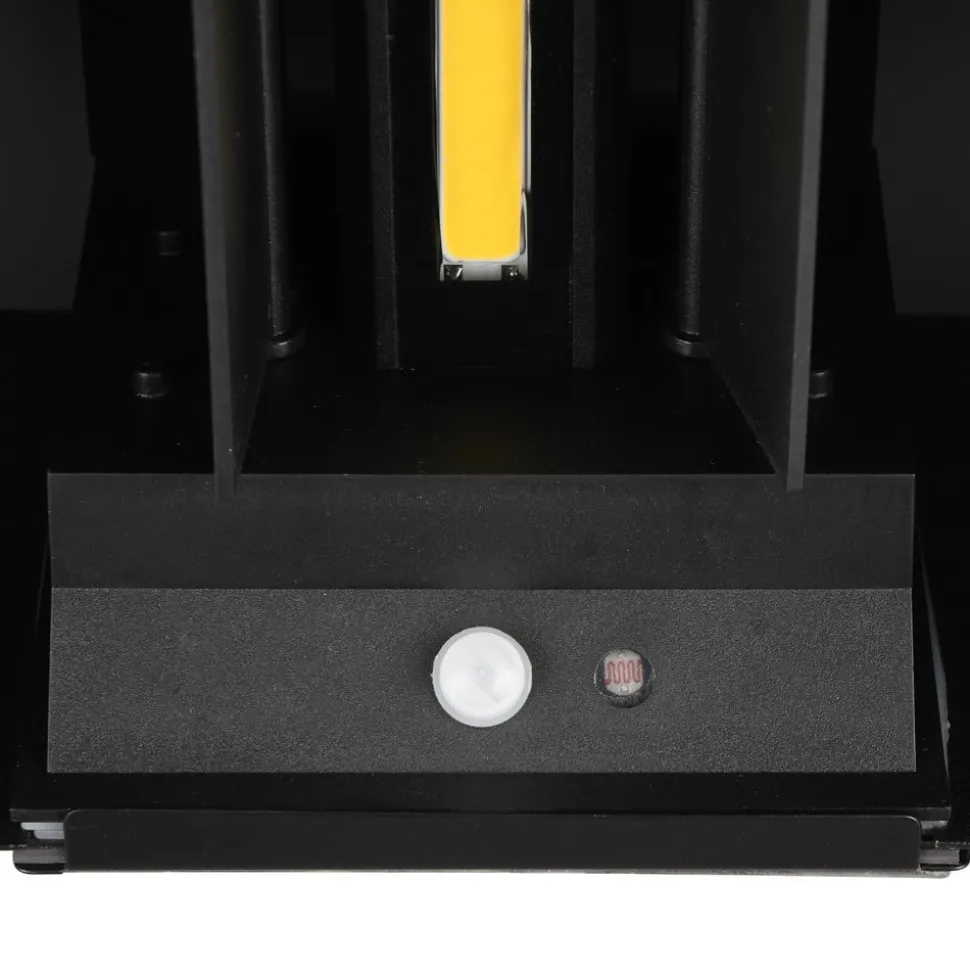 LED genopladelig udendørs væglampe Talent, sort, bredde 16 cm Sensor