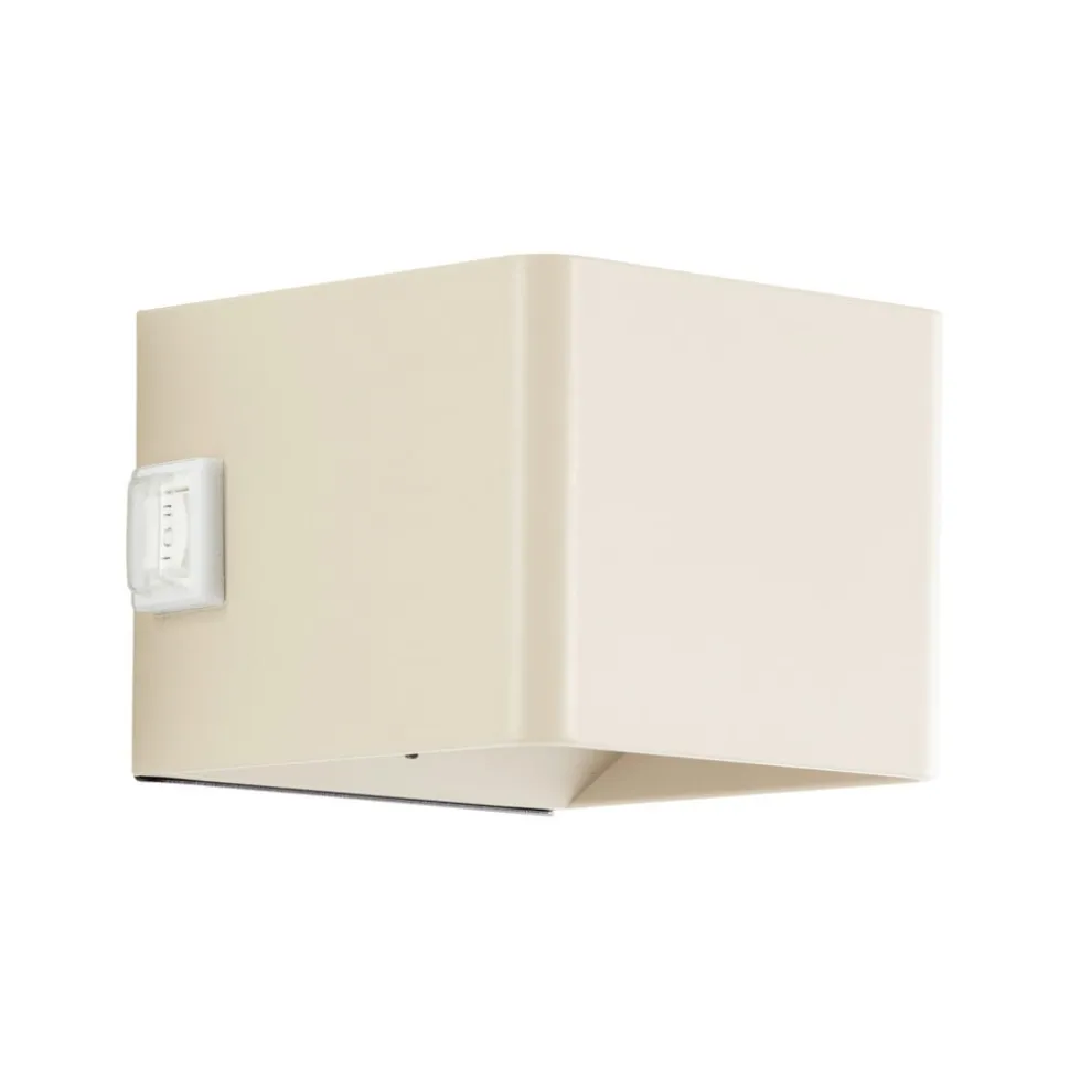 LED genopladelig udendørs væglampe Iseo, beige, bredde 10 cm, sensor