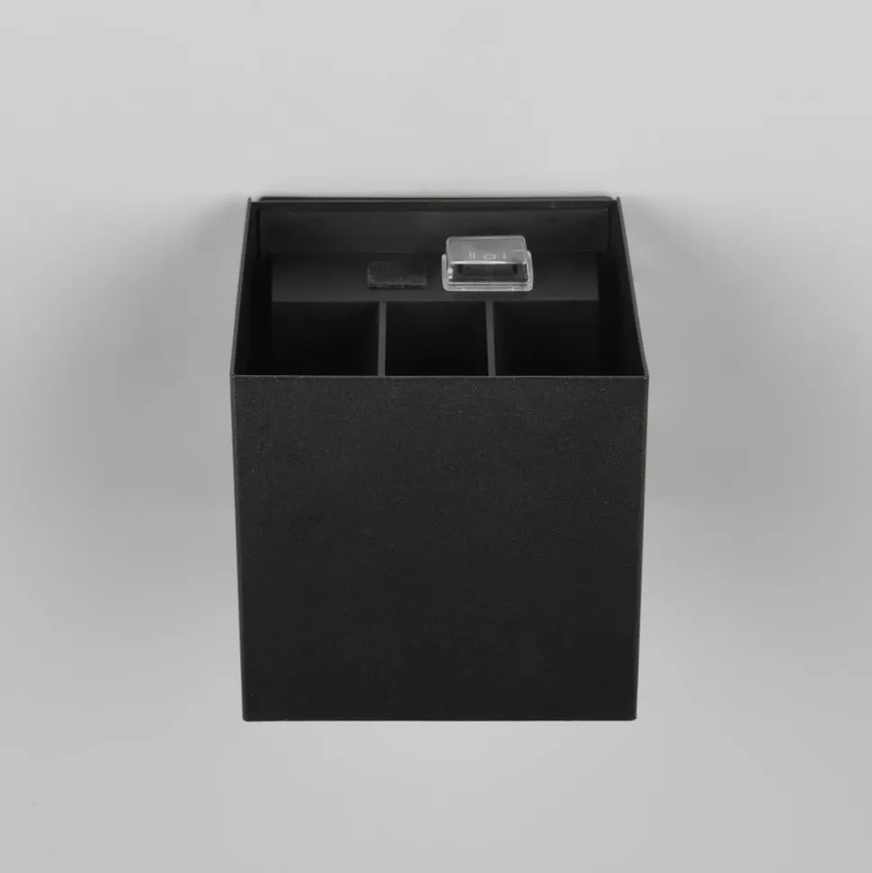 LED genopladelig udendørs væglampe Talent, sort, bredde 10 cm Sensor