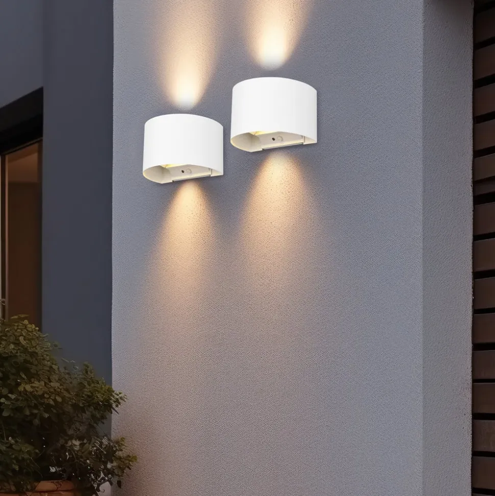 LED genopladelig udendørs væglampe Talent, hvid, bredde 16 cm, sensor