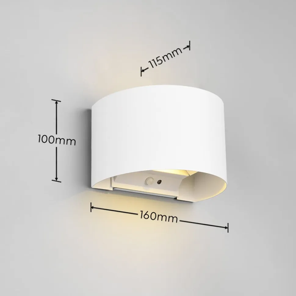 LED genopladelig udendørs væglampe Talent, hvid, bredde 16 cm, sensor
