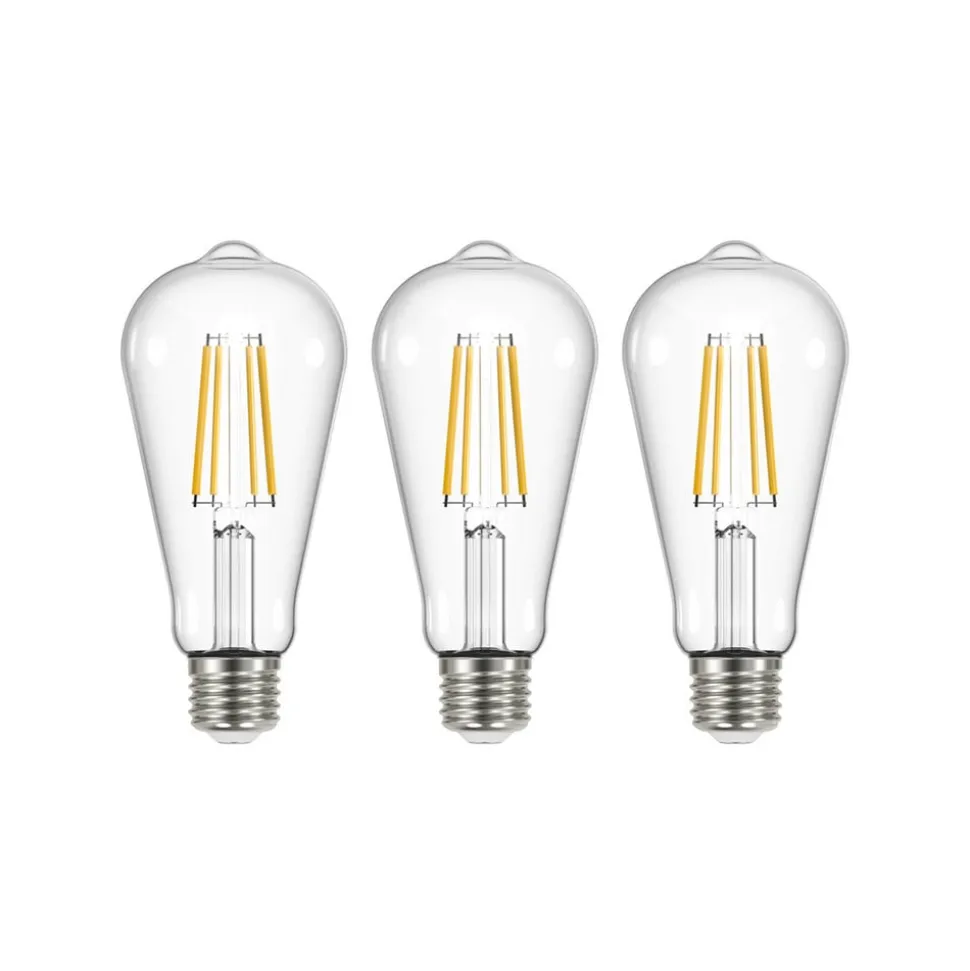 LED glødepære klar E27 3,8W 2700K 806lm sæt med 3 stk