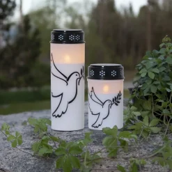 LED gravlys Due, hvid/sort plast 12,5 cm batteri