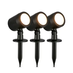 LED jordspyd 3799035, sort, plastik sæt med 3 Ø 5 cm