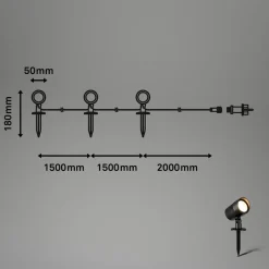 LED jordspyd 3799035, sort, plastik sæt med 3 Ø 5 cm