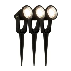 LED jordspydsspot 3918035 12V startsæt med 3, sort, Ø 5 cm