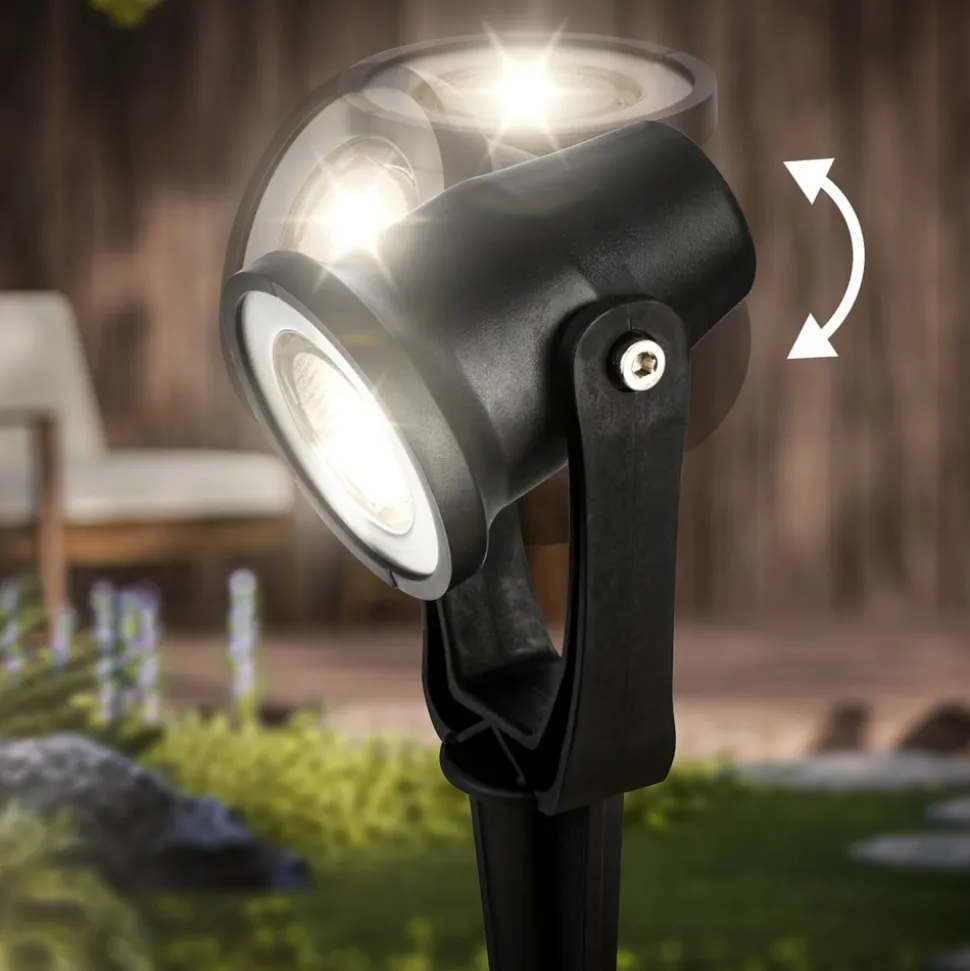 LED jordspydsspot 3918035 12V startsæt med 3, sort, Ø 5 cm