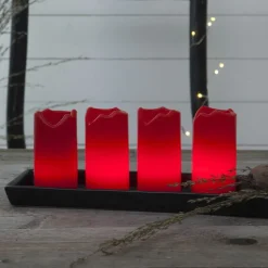 LED lys Candle med fjernbetjening, 4'er sæt, rød