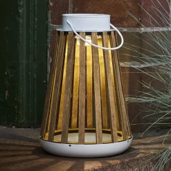 LED solar bordlampe Catania lavet af birketræ