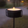 LED stearinlys Torch Candle sort metal/voks batteridrevet