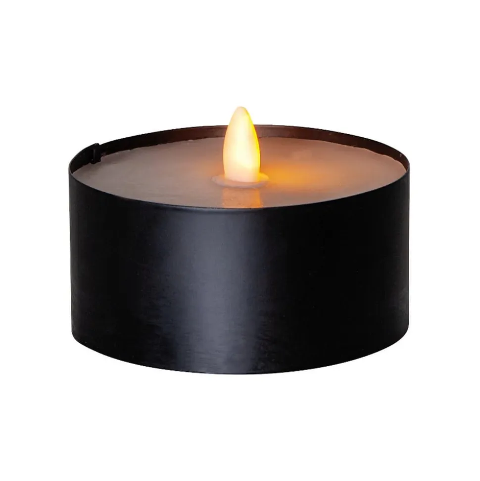 LED stearinlys Torch Candle sort metal/voks batteridrevet