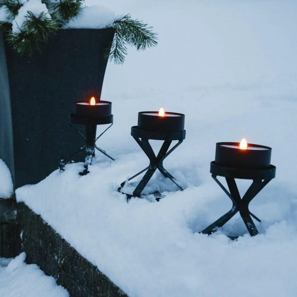 LED stearinlys Torch Candle sort metal/voks batteridrevet