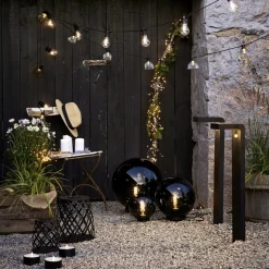 LED stearinlys Torch Candle sort metal/voks batteridrevet