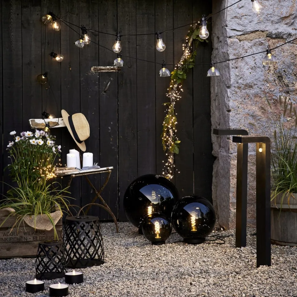 LED stearinlys Torch Candle sort metal/voks batteridrevet