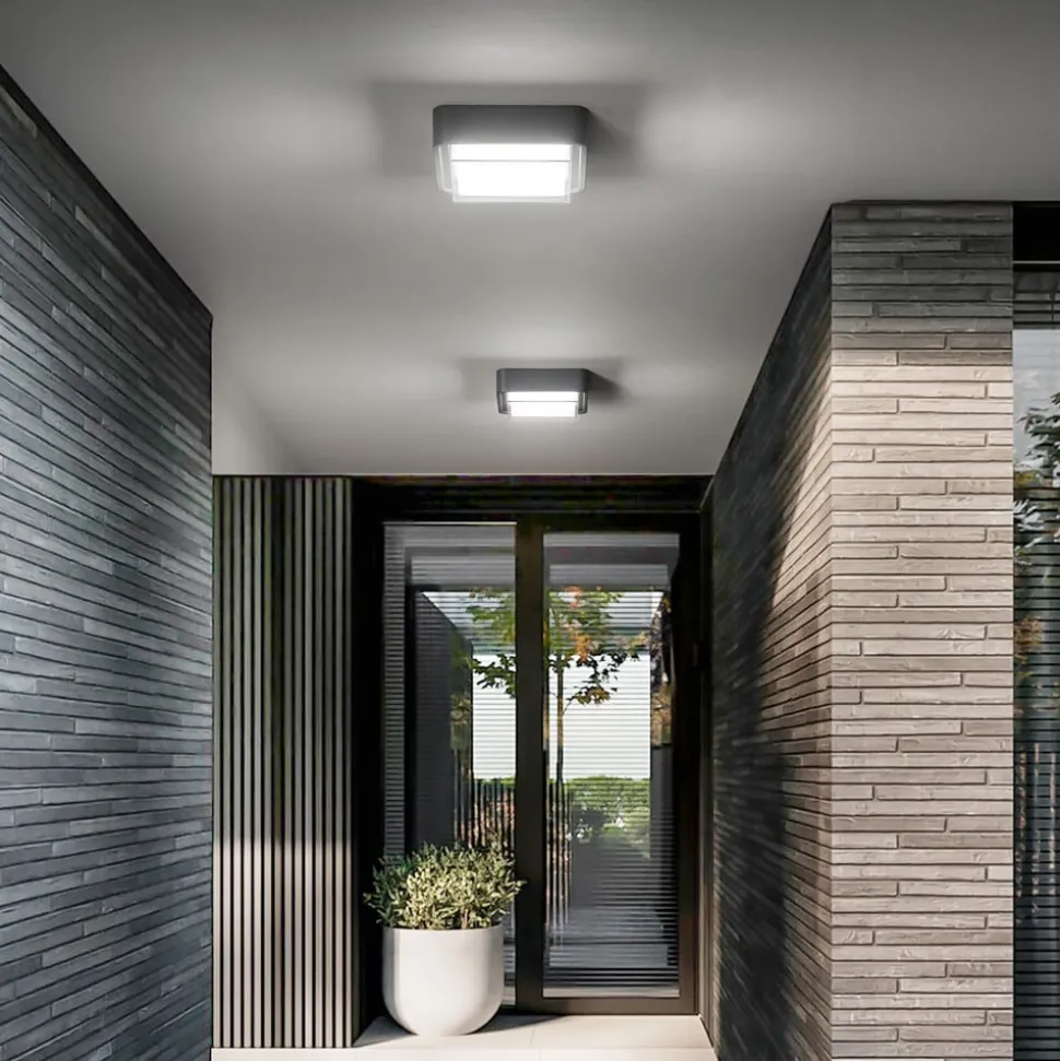LED udendørs loftlampe Diuk, mørkegrå, metal, IP65