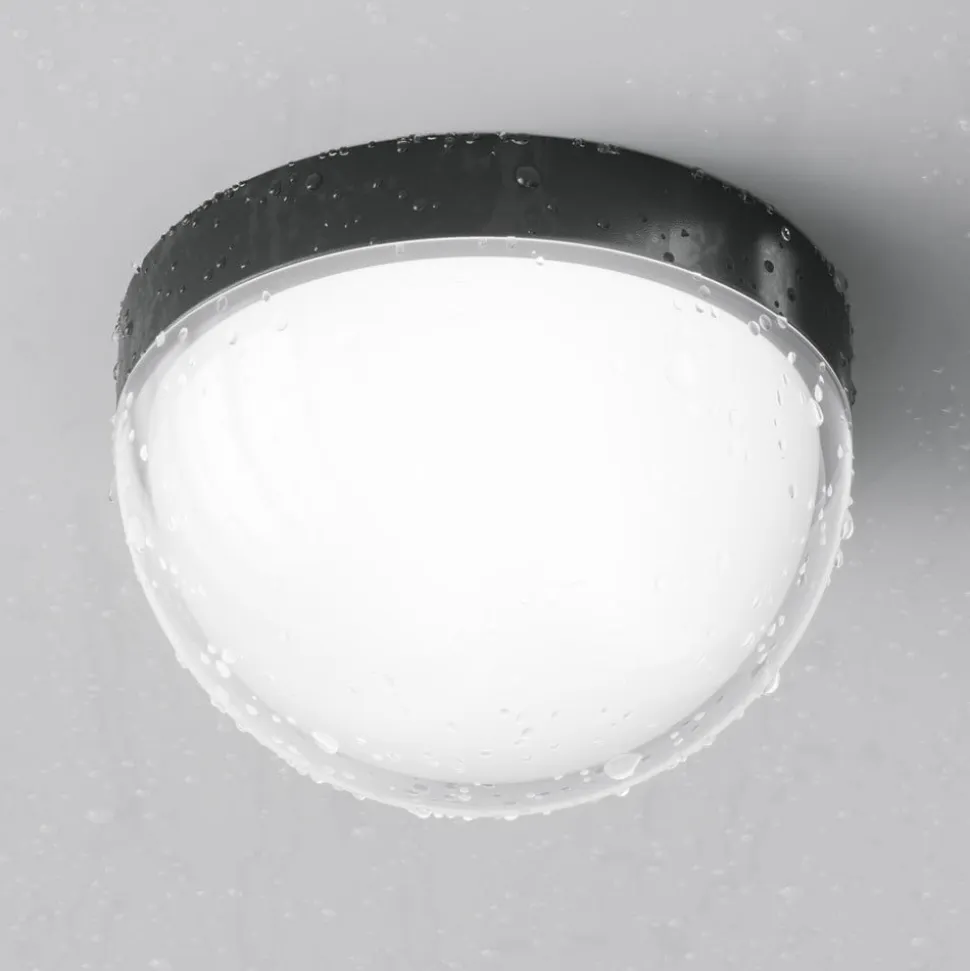 LED udendørs loftlampe Mon, grafit, Ø 18 cm, IP65, 3.000K