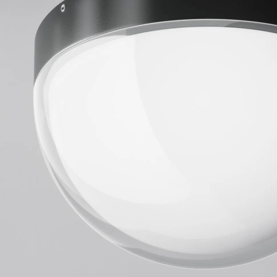 LED udendørs loftlampe Mon, grafit, Ø 18 cm, IP65, 3.000K