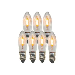 LED udskiftningspære lys E10 0,5W klar 14-55VAC/DC 7xsæt