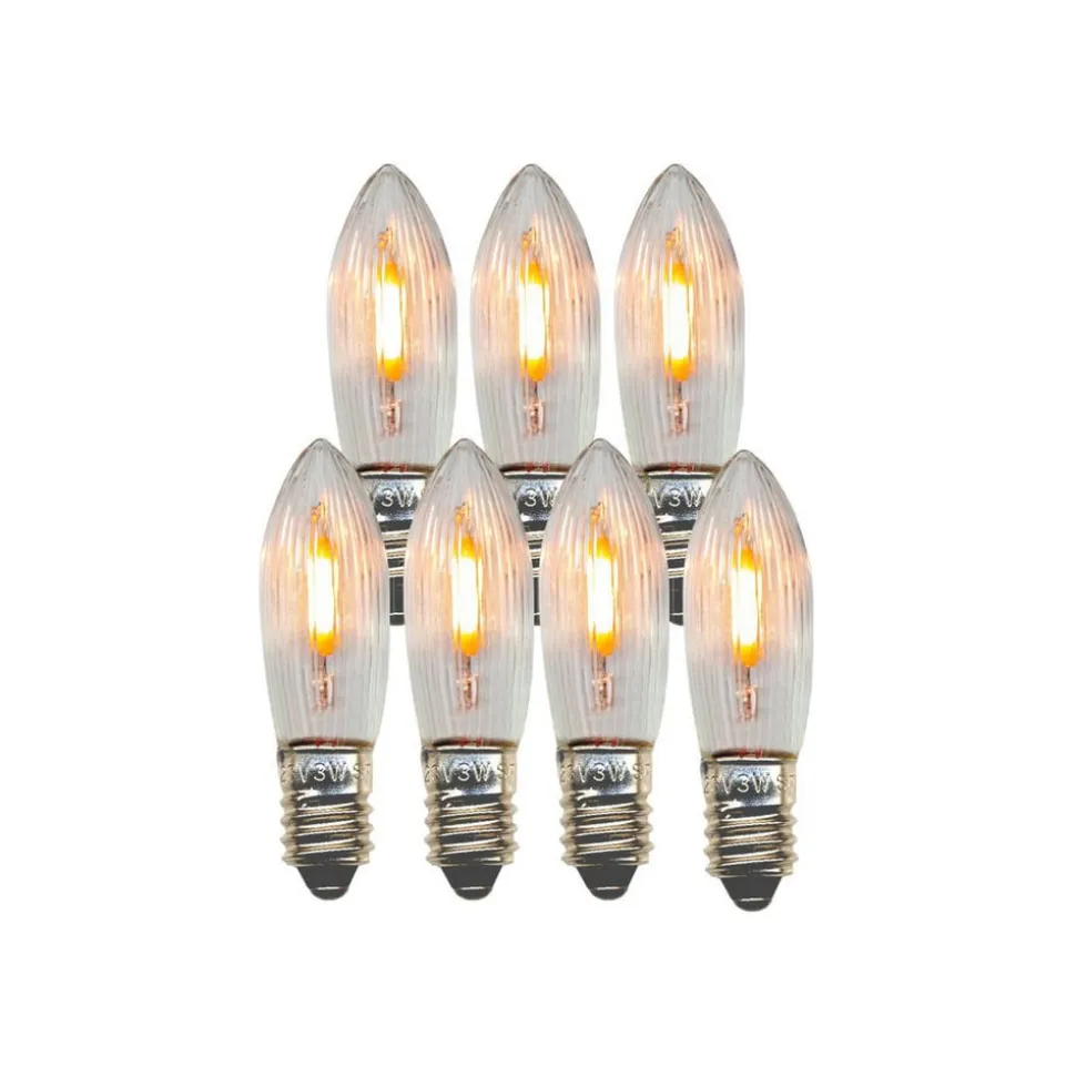LED udskiftningspære lys E10 0,5W klar 14-55VAC/DC 7xsæt