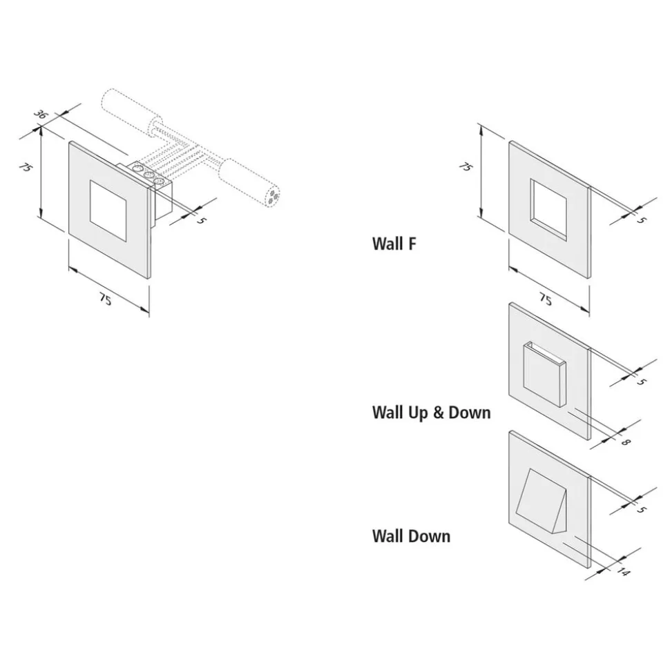 LED Wall Down forsænket væglampe 1,8W