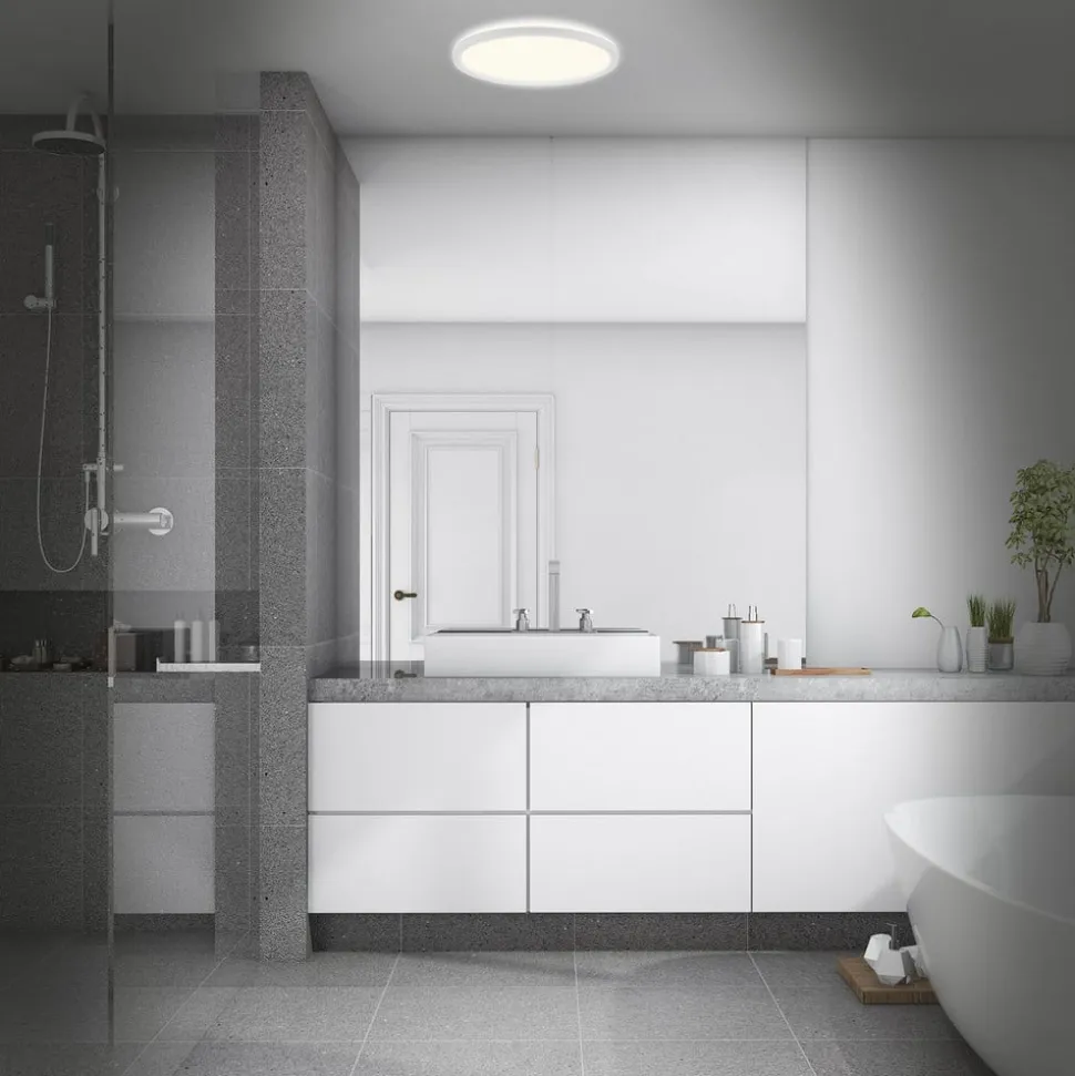 LED-badeværelsesloftlampe Slim Drip, hvid, Ø 42 cm