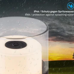 LED-batteri-bordlampe 7438 IP44 dæmper, sort