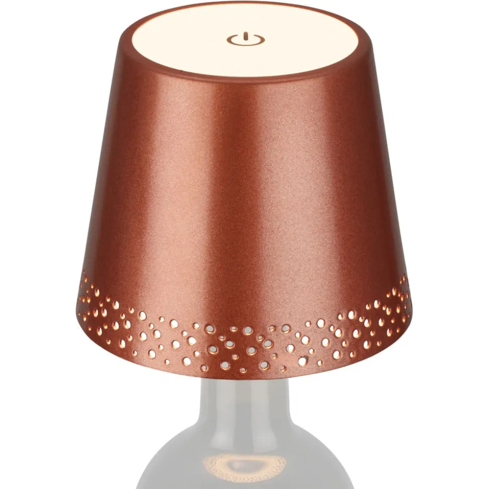 LED-batteri-flaskelys IP44 med lysdæmper, kobber