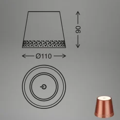 LED-batteri-flaskelys IP44 med lysdæmper, kobber