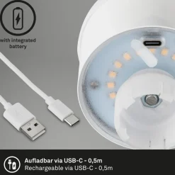 LED-batteri-flaskelys IP44 med lysdæmper, kobber