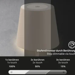 LED-bordlampe 7508011, beige, 2.700 K IP44 touchdæmper