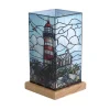 LED-bordlampe Art Light Leuchtturm, træfod, akryl, farverig