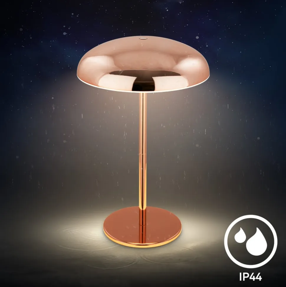 LED-bordlampe Brilo unplugged Caxa, kobberfarvet