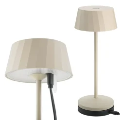 LED-bordlampe Facetta, beige, 22 cm, metal, CCT IP44