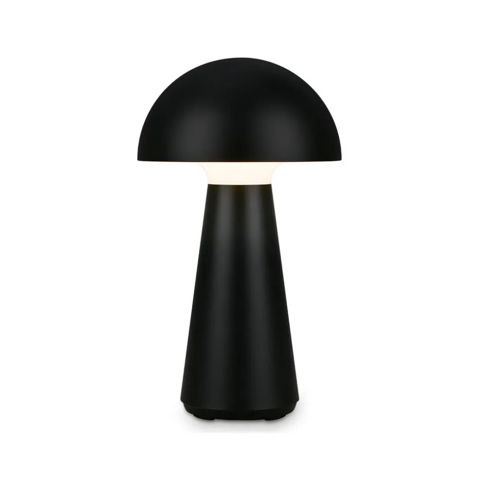 LED-bordlampe Fungo, genopladelig, sort