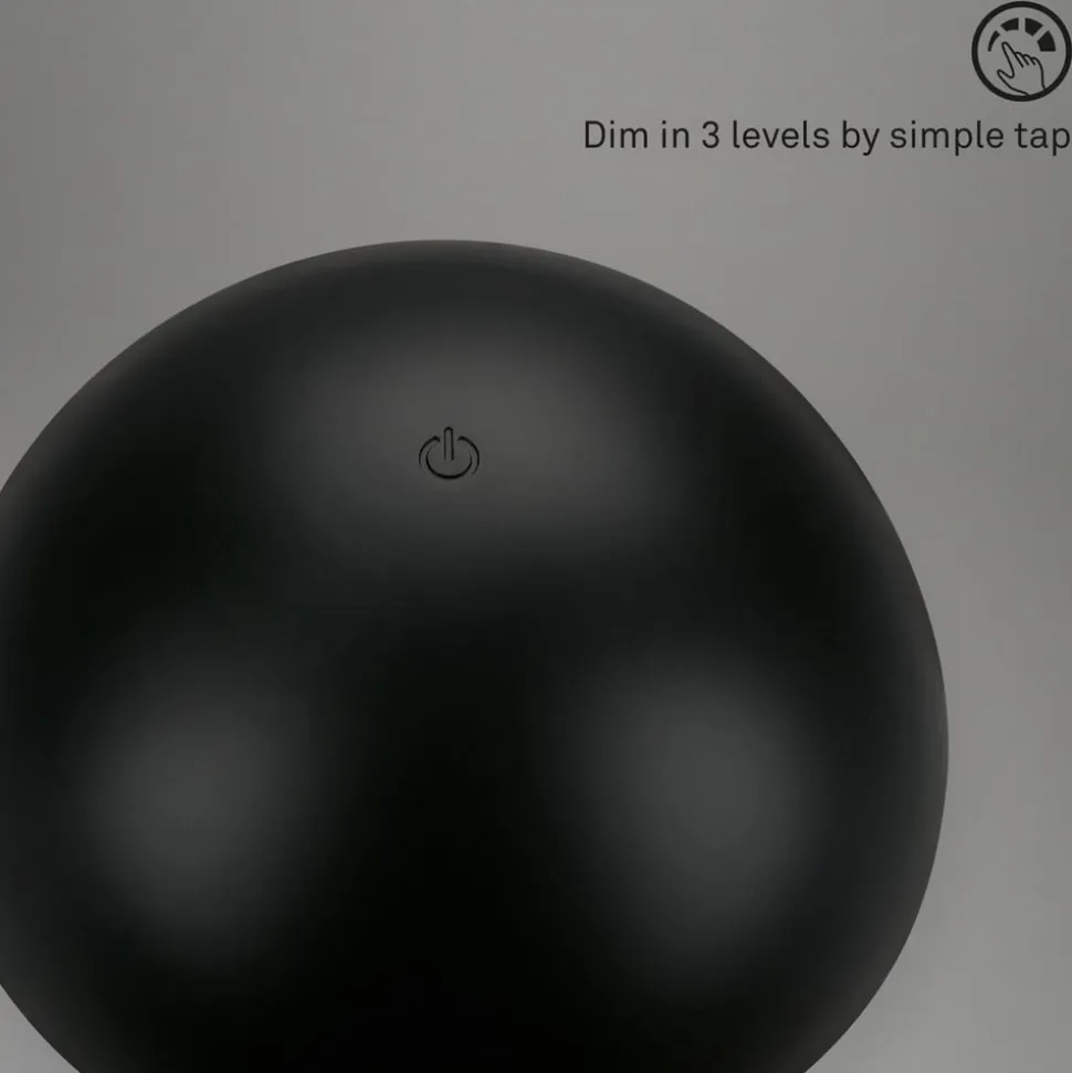 LED-bordlampe Fungo, genopladelig, sort