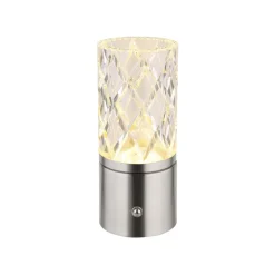 LED-bordlampe Lunki, nikkelfarvet, højde 19 cm, CCT