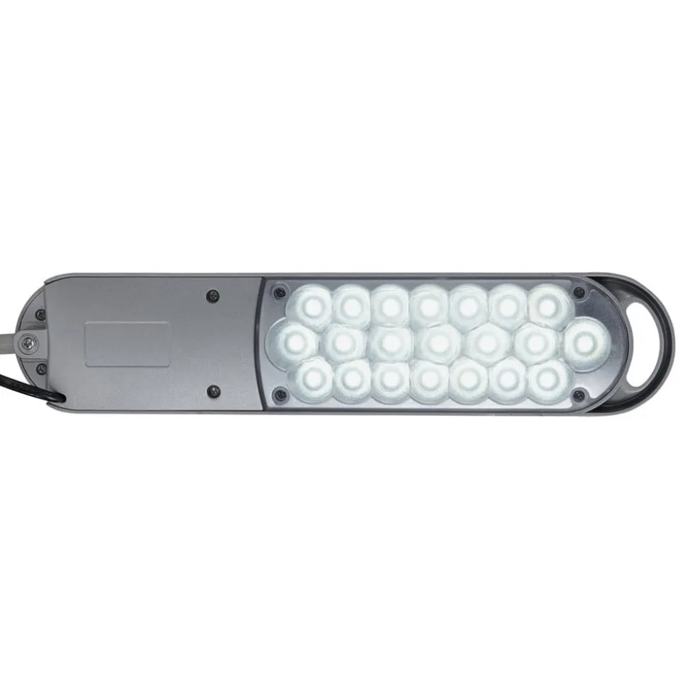 LED-bordlampe MAULatlantic, sølv, højde 38 cm, klemmefod