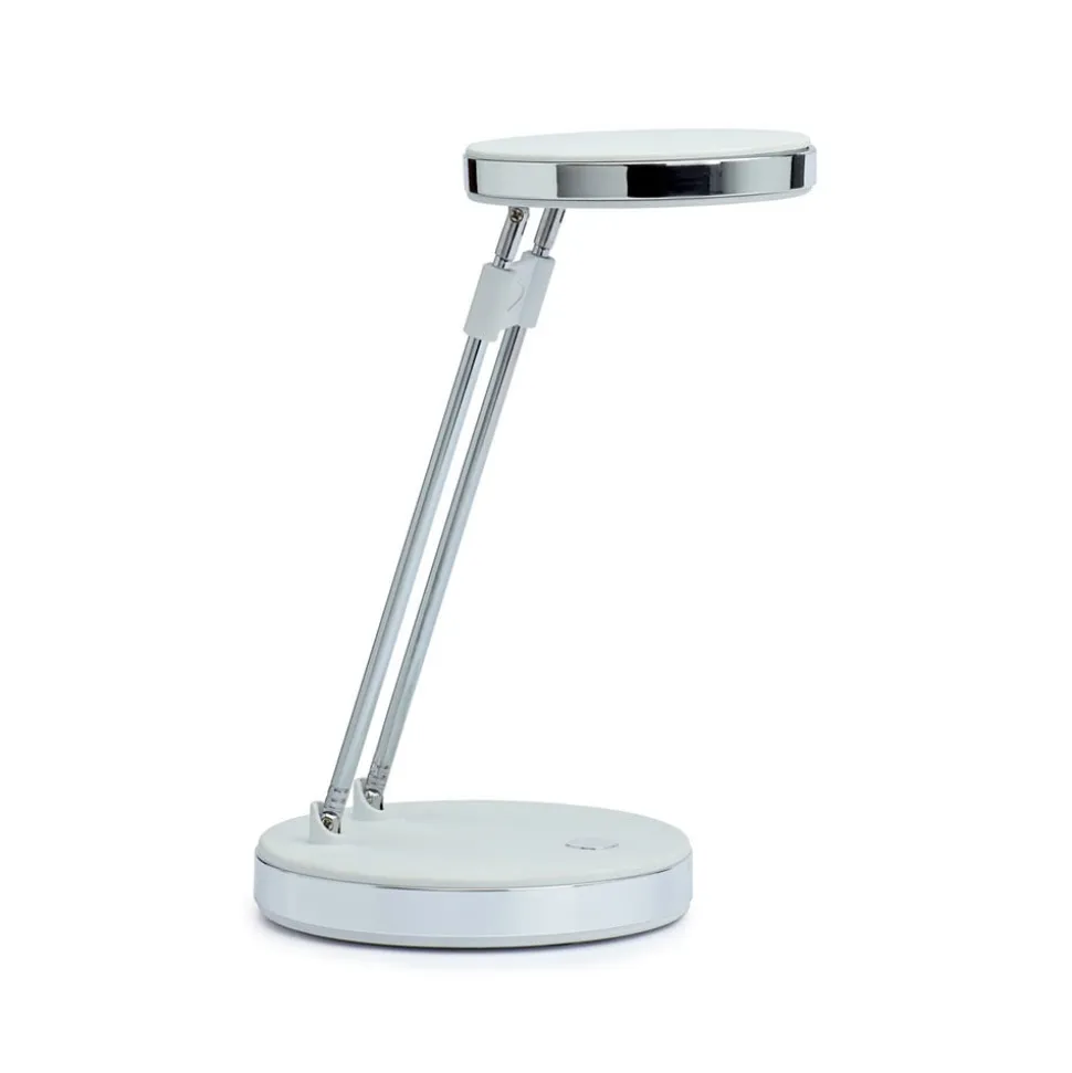 LED-bordlampe MAULpuck, teleskoparm, hvid