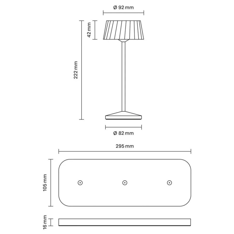 LED-bordlampe med batteri Facetta, 3-pak, sort, 22 cm, IP44