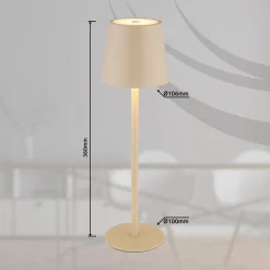 LED-bordlampe med batteri Vannie, sandfarvet, højde 36 cm, IP44