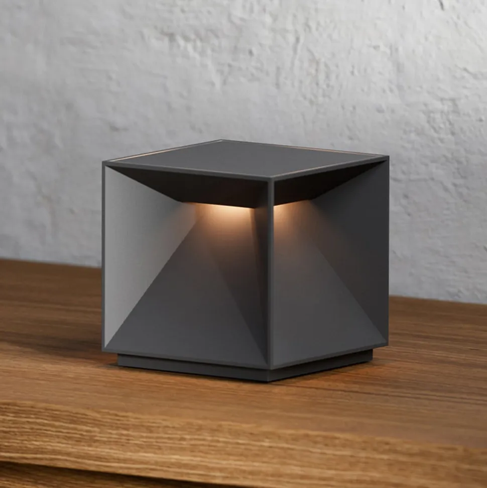 LED-bordlampe med batteri Nutalis, grafitgrå, IP54, dæmpbar