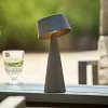 LED-bordlampe Solino, grafit, solcelle/USB, 26 cm IP44