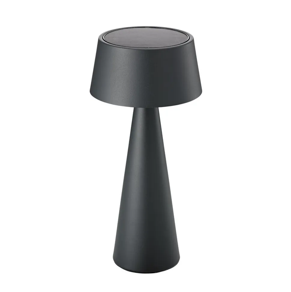 LED-bordlampe Solino, grafit, solcelle/USB, 26 cm IP44