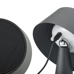 LED-bordlampe Solino, grafit, solcelle/USB, 26 cm IP44