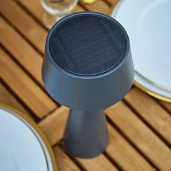 LED-bordlampe Solino, grafit, solcelle/USB, 26 cm IP44