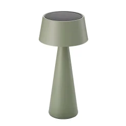 LED-bordlampe Solino, grøn, solcelle/USB, 26 cm, IP44